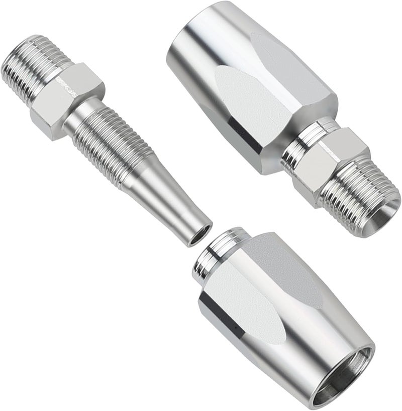 ANCIMOON 2PCS 3/8'' Reusable Hydraulic Fittings, Size #6 Single Wire Hydraulic Hose Repair Kit - Image 2